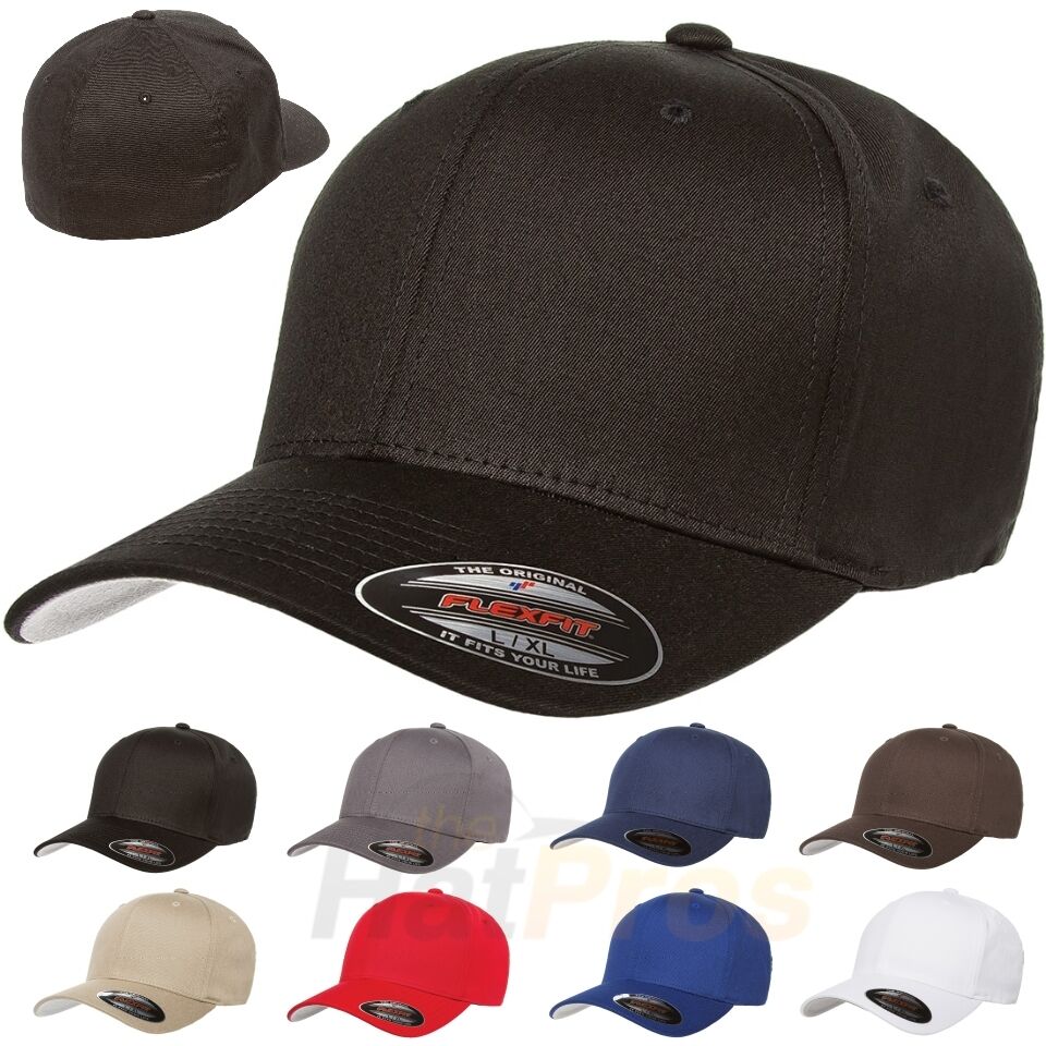 V-flexfit Cotton Twill Baseball Cap Fitted Flex Fit Ballcap Plain Blank Hat 5001