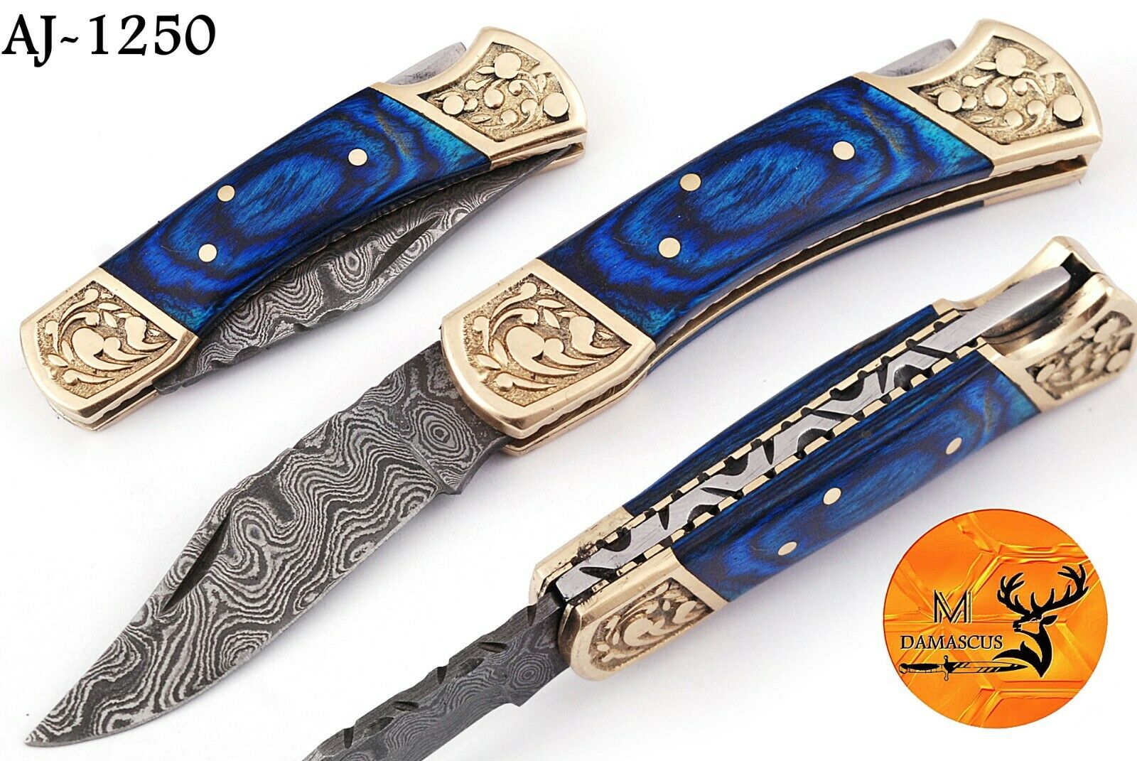 3" Inch Hand Forged Damascus Steel Folding Pocket Knife With Wood Handle Aj 1250