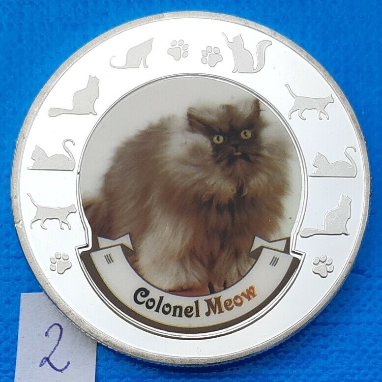 Colonel Meow Himalayan Persian Cat 2018 Internet Famous Cats Silver Plated Coin