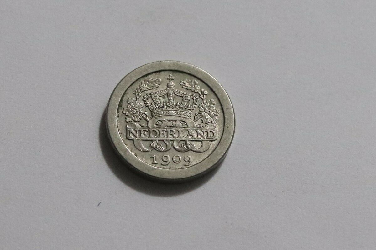 Netherlands 5 Cents 1909 Scarce Key Date B38 Eee46