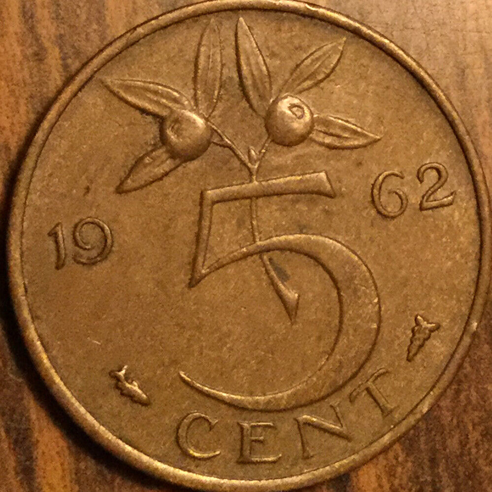 1962 Netherlands 5 Cents Coin