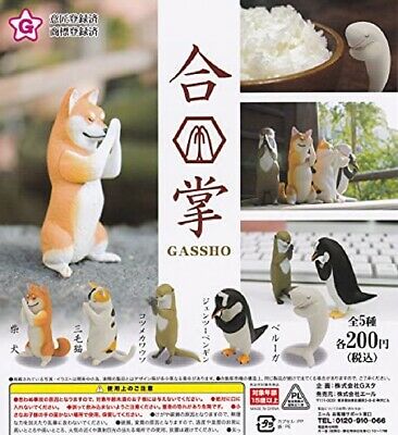 New Praying Animal Shiba Inu Otters Penguin Beluga Etc 5 Types Set Capsule Toy