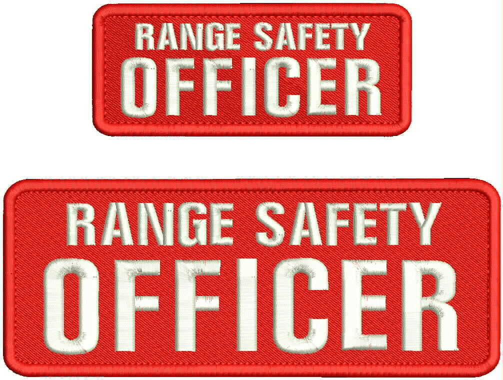 Range Safety Officer Embroidery Patches 3x8 And 2x5 Hook On Back Red/white