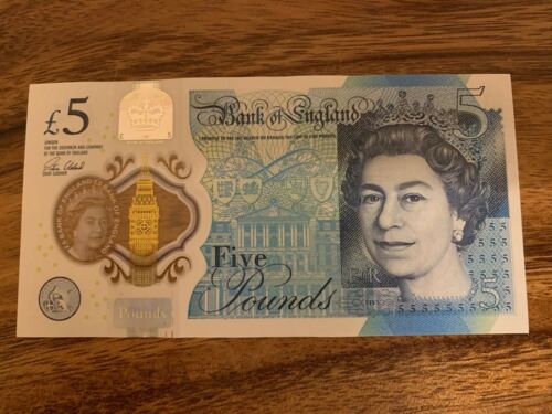 England 5 Pounds Banknote. 5 Pound Banknotes. Circulated Bill. Single Note. H