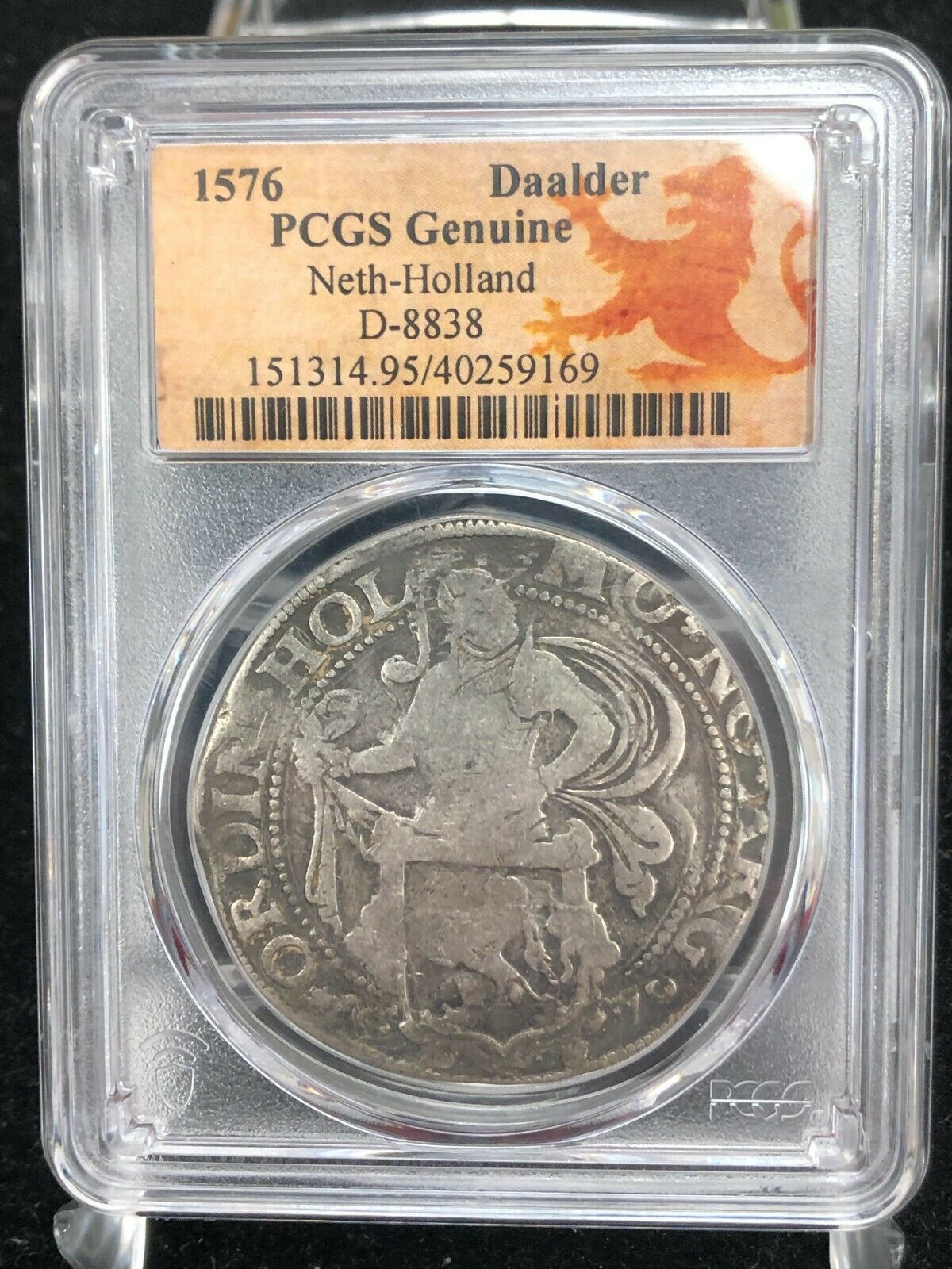 1576 Netherlands Silver New York Lion Dollar Daalder Pcgs Genuine