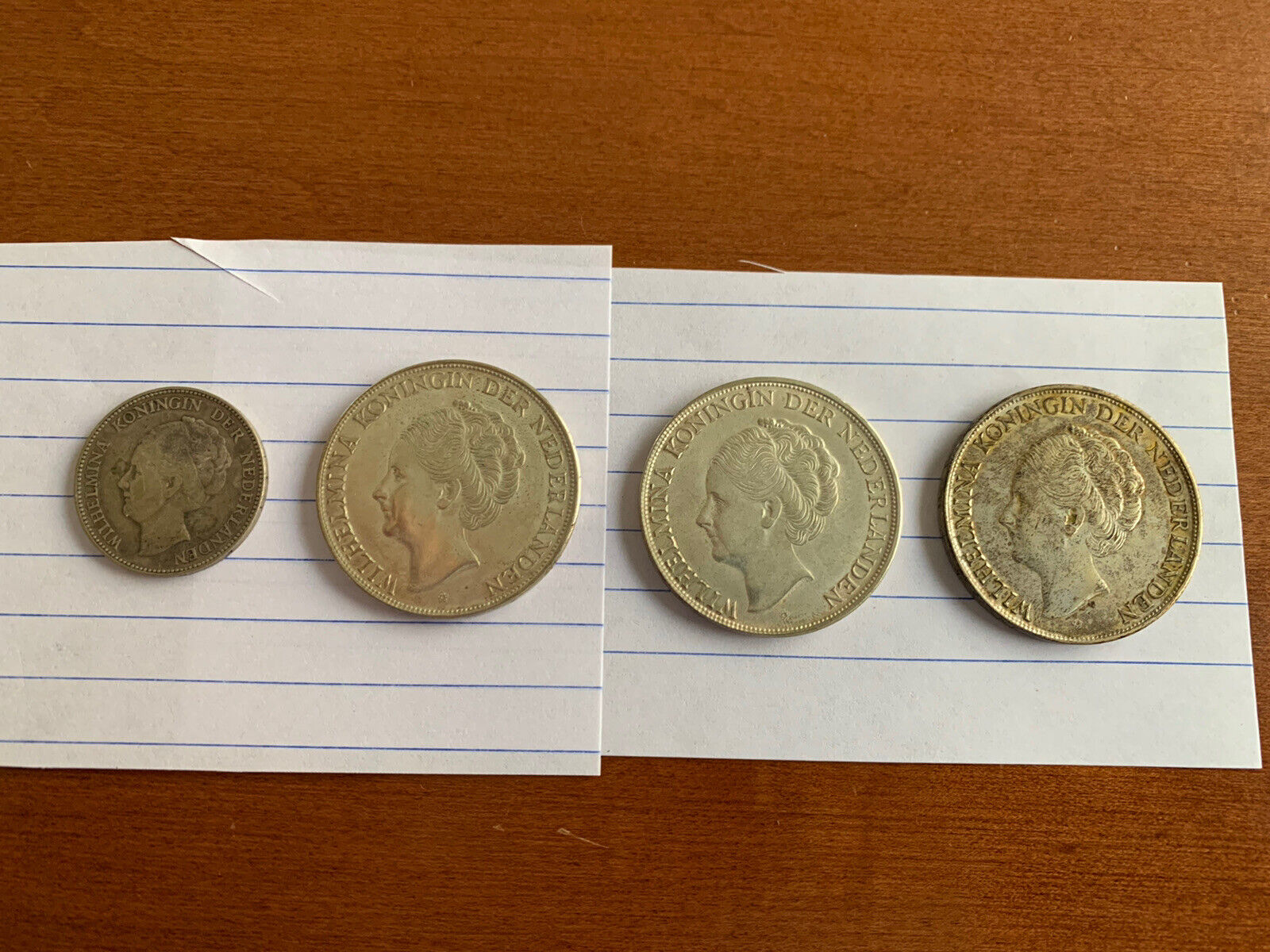 Three 1944 Netherlands Antilles 2 1/2 Gulden Silver Coins & 1931 One G Coin
