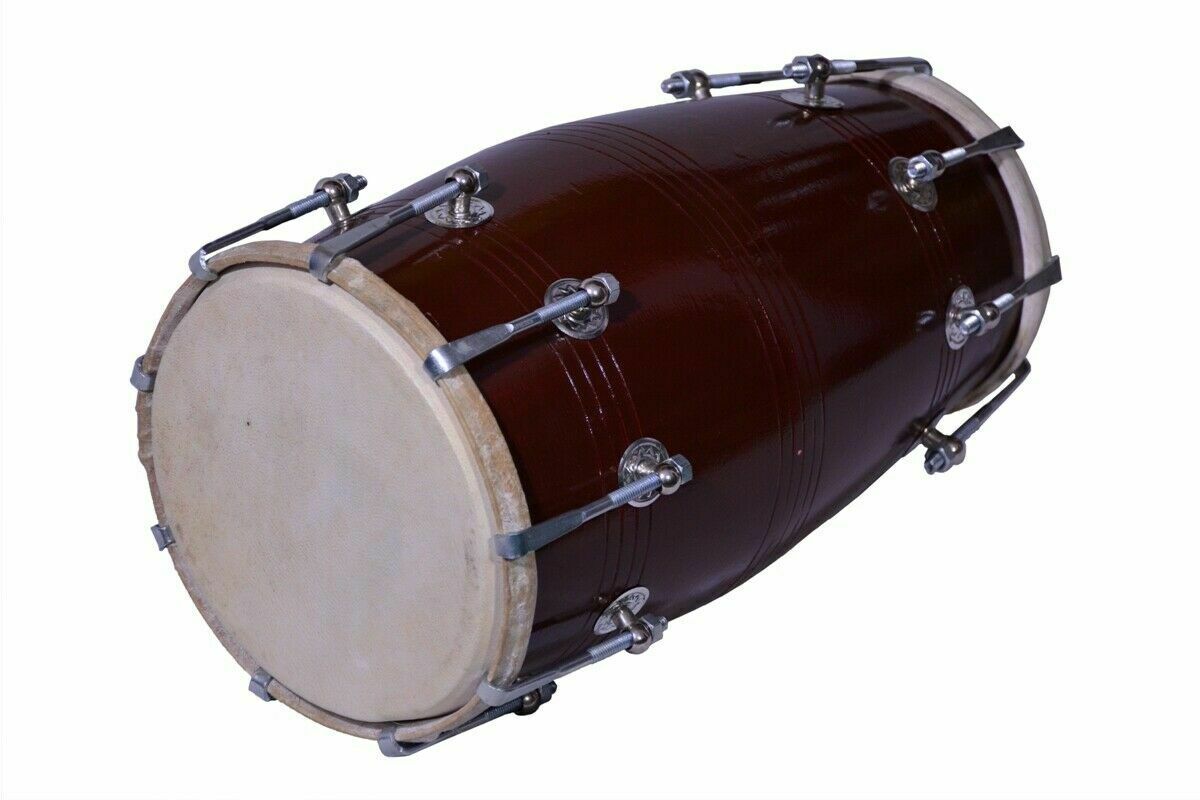 Black Mango Wood Bolt-tuned Spanner Padded Bag Dholak Drum Instrument With Cover