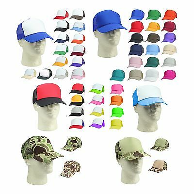 Trucker Hat Baseball Cap Mesh Caps Blank Plain Hats (39 Color Choices)