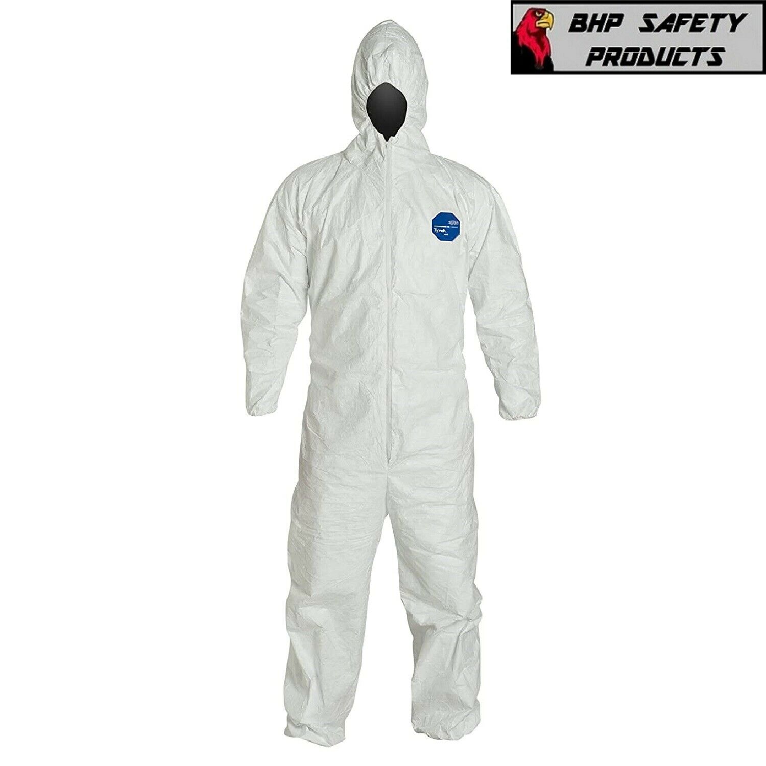 Dupont Ty127s White Tyvek Coverall Bunny Suit Hood W/ Elastic Wrist & Ankles