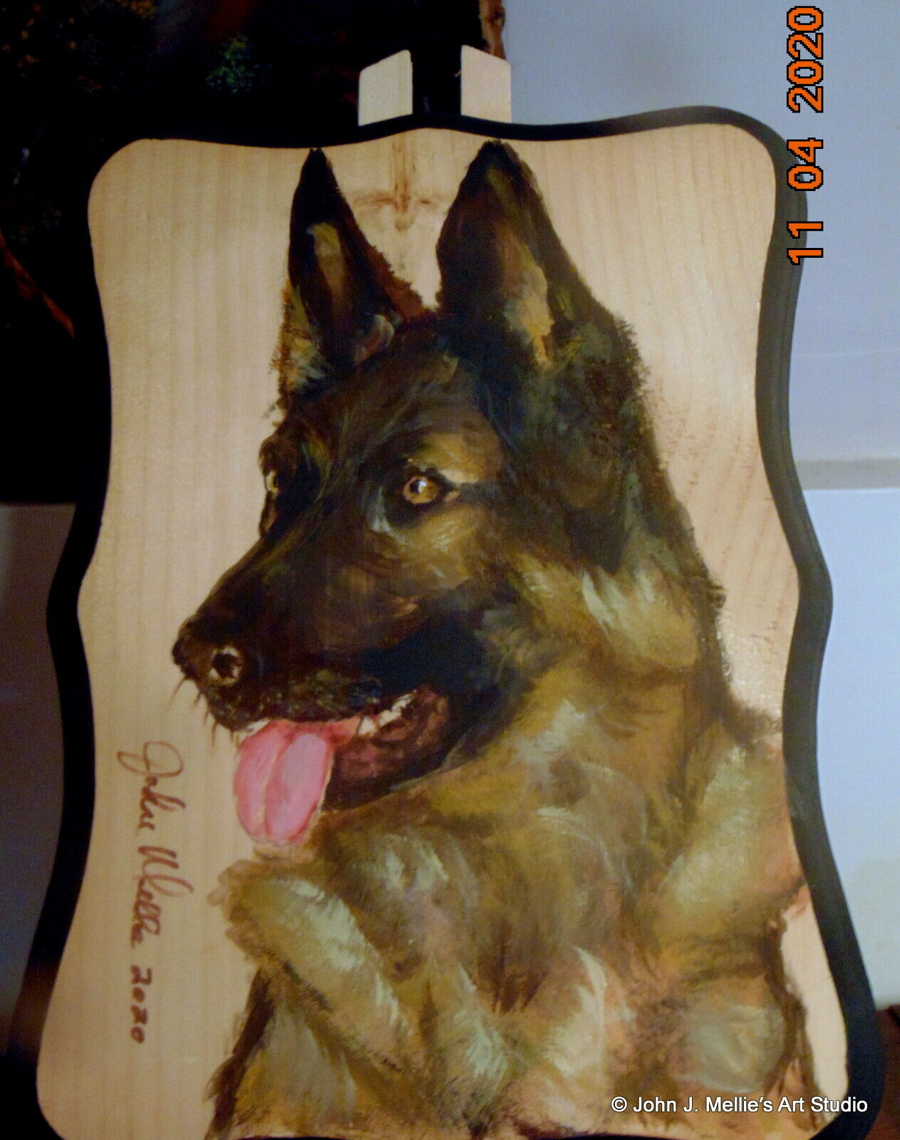 Acrylic Portrait Painting, Of An German Shepard On 9x12 Panel