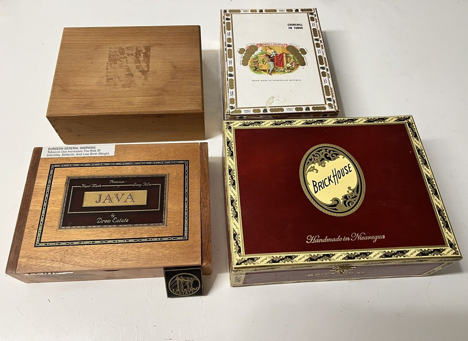 Lot Of 4 Cigar Boxes ~ For Cbg Guitar Making, Parts, Arts & Crafts (empty)