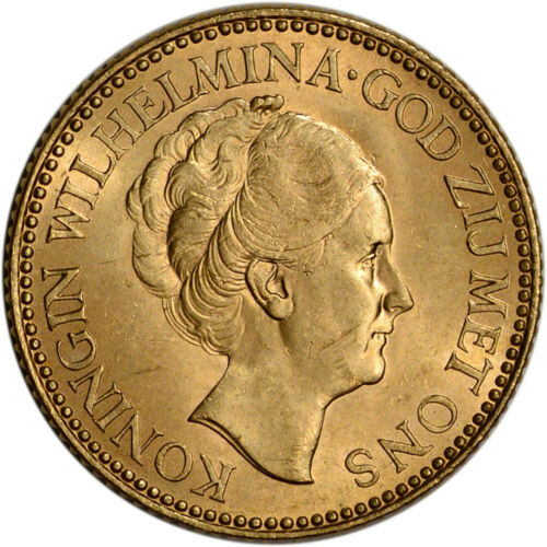 Netherlands Gold 10 Gulden (.1947 Oz) - Wilhelmina - Bare - Bu - Random Date