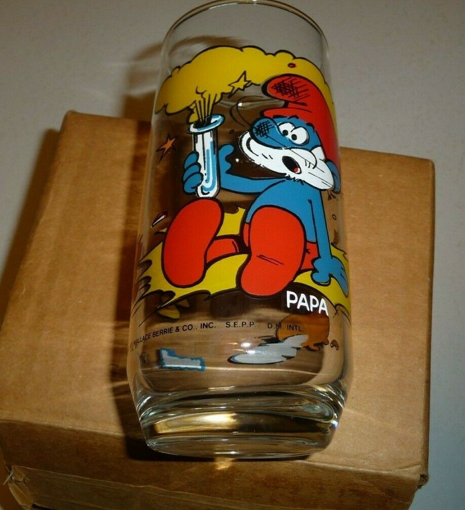 Peyo, Wallace Berrie & Co. Smurf Drinking Glass Papa 1982 Usa