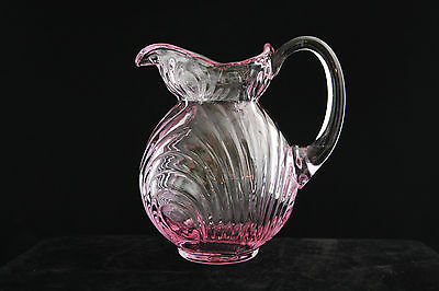 Mosser Glass Lindsey Doulton Pitcher ½ Scale Caprice Cranberry Ice Rare Color