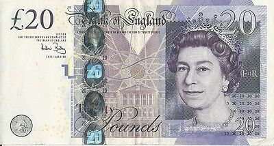 British 20 Pounds Banknote Real Currency You Will Receive The Note In Picture