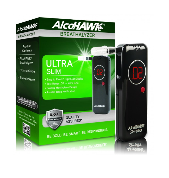 Alcohawk Ultra Slim Digital Breathalyzer Dot D.o.t. Approved