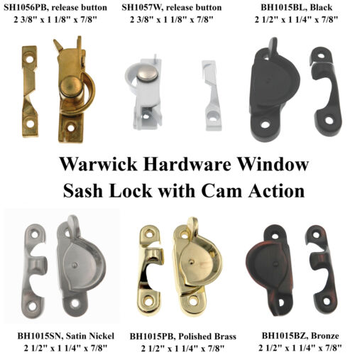 Warwick Window Safety Sash Lock, Black, Bronze, Nickel, Brass, White