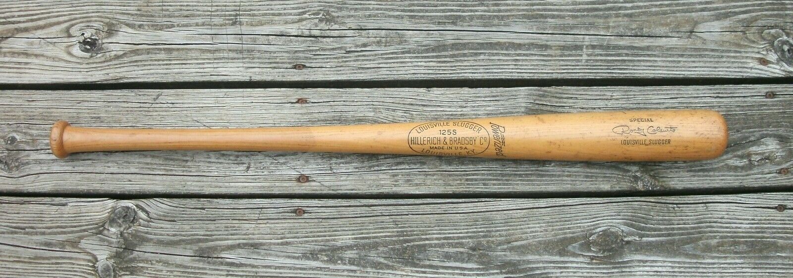 D Vtg Rocky Colavito Wooden Baseball Bat 33" Louisville Slugger 125s Powerized