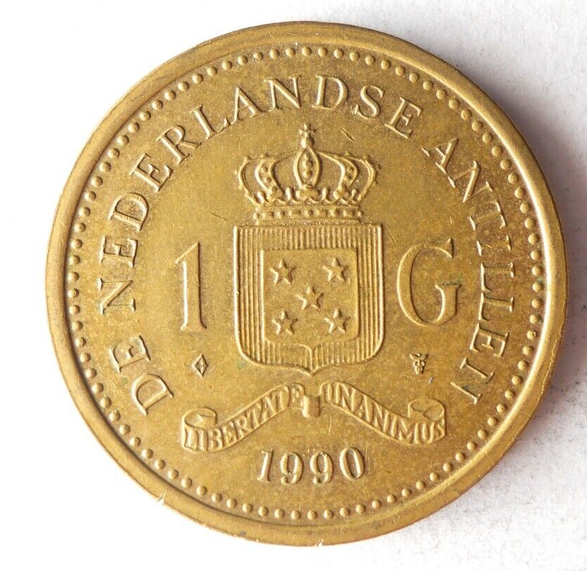 1990 Netherlands Antilles Gulden - Uncommon Coin - Free Ship - Antilles #4